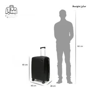 تصویر اختصاصی از چمدان سایز متوسط پارتنر مدل ملونی در رنگ مشکی با سایزبندی