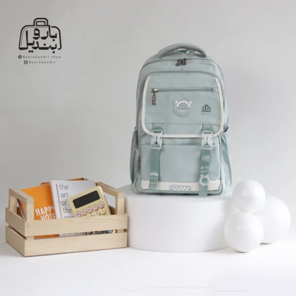 تصویر اختصاصی از نمای جلوی کوله پشتی مدرسه کریس بلا 1026 در طرح ساده در رنگ سبز