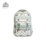 تصویر اختصاصی از نمای جلوی کوله پشتی مدرسه کریس بلا 1027 در طرح چهارخونه در رنگ سبز