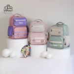 تصویر اختصاصی از کوله پشتی مدرسه کریس بلا 5003 در طرح رنگین کمان در رنگ سبز صورتی بنفش