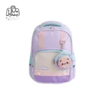 تصویر اختصاصی از نمای جلوی کوله پشتی مدرسه سان ایت 0279 در طرح گربه در رنگ بنفش