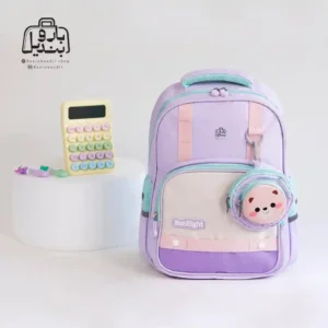 تصویر اختصاصی از نمای جلوی کوله پشتی مدرسه سان ایت 0279 در طرح گربه در رنگ بنفش