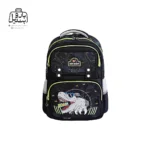 تصویر اختصاصی از نمای جلوی کوله پشتی مدرسه سان ایت 2168 در طرح دایناسور در رنگ مشکی