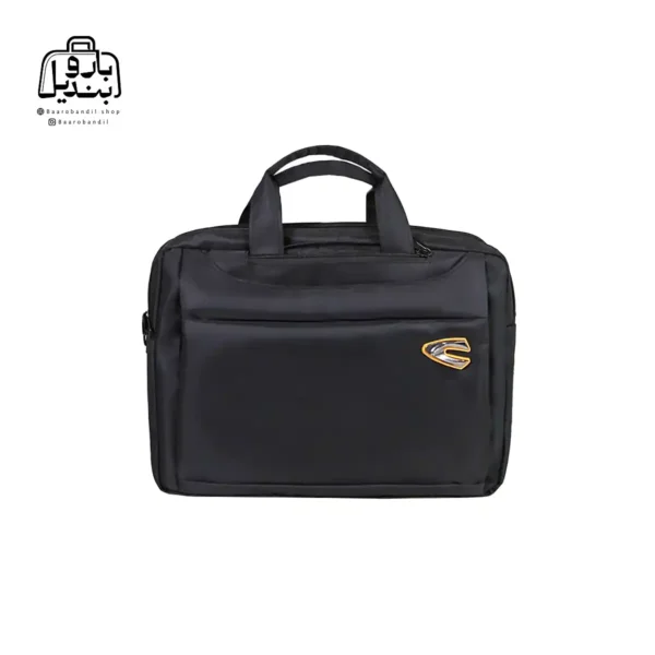 تصویر اختصاصی از نمای جلوی کیف دستی لپتاپی کمل کد A102 در رنگ مشکی