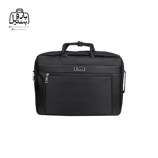 تصویر اختصاصی از نمای جلوی کیف دستی لپ‌تاپی نوژیا کد ۱۰۰۴ در رنگ مشکی