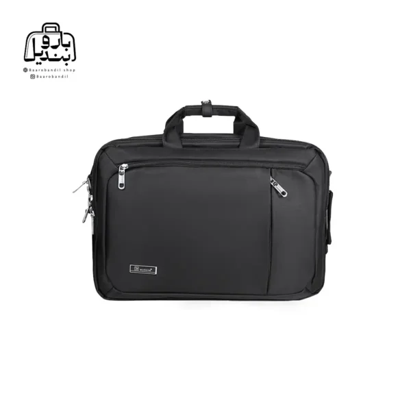 تصویر اختصاصی از نمای جلوی کیف دستی لپ‌تاپی نوژیا کد ۱۳۶۵ در رنگ مشکی