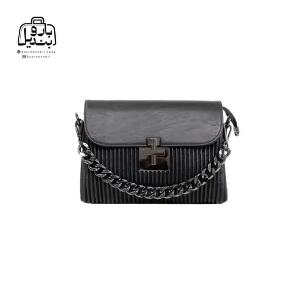 تصویر اختصاصی از نمای جلوی کیف زنانه دنیز جنوا کد ۰۰۸۷ در رنگ مشکی