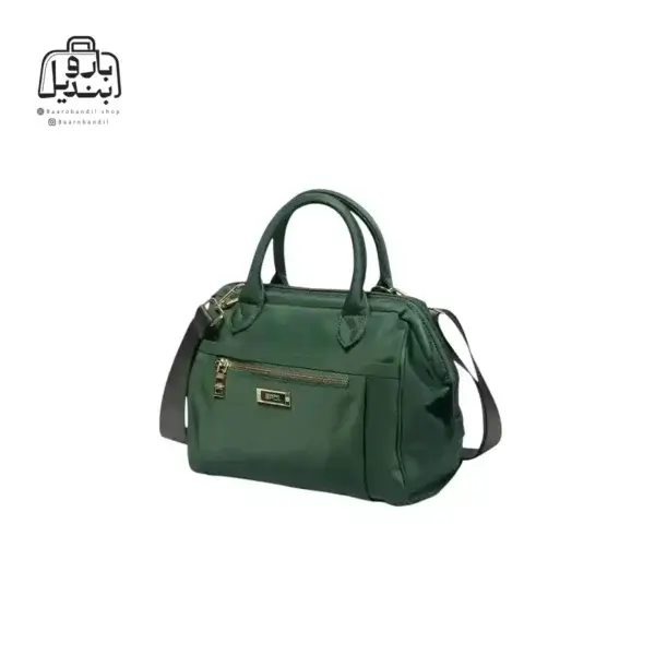 تصویر اختصاصی از نمای جلو و کناری کیف زنانه دوشی ایپول کد 6006-01 در رنگ سبز