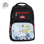 تصویر اختصاصی از نمای جلوی کوله پشتی مدرسه هونکا ۲۶۱۹ طرح دایناسور در رنگ مشکی