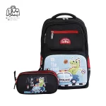 تصویر اختصاصی از نمای جلوی کوله پشتی مدرسه هونکا ۲۶۱۹ طرح دایناسور در رنگ مشکی همراه با جامدادی