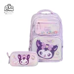 تصویر اختصاصی از نمای جلوی کوله پشتی مدرسه هونکا ۲۶۱۹ طرح کرومی در رنگ یاسی همراه با جامدادی