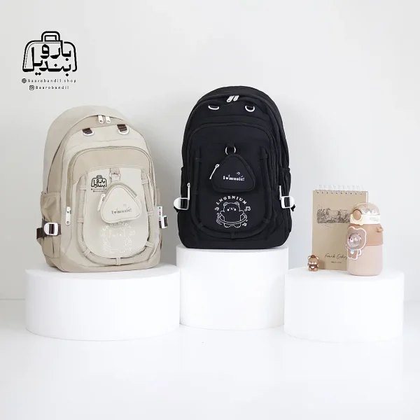 تصویر اختصاصی از نمای جلوی کوله پشتی مدرسه ingenium کد ۰۰۰۹ در رنگ شکلاتی مشکی