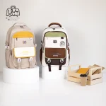 تصویر اختصاصی از نمای جلوی کوله پشتی مدرسه لاتین شیپ ۱۷۰۱ در رنگ کرم شکلاتی