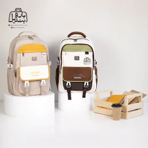 تصویر اختصاصی از نمای جلوی کوله پشتی مدرسه لاتین شیپ ۱۷۰۱ در رنگ کرم شکلاتی