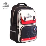 تصویر اختصاصی از نمای جلو و کناری کوله پشتی مدرسه لاتین شیپ ۸۲۰۲۶ در رنگ مشکی