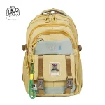 تصویر اختصاصی از نمای جلوی کوله پشتی مدرسه یونیک ۱۰۱۱ در رنگ خردلی