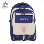 تصویر اختصاصی از نمای جلوی کوله پشتی مدرسه یونیک ۱۰۱۴ در رنگ سرمه‌ای