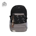 تصویر اختصاصی از نمای جلوی کوله پشتی مدرسه یونیک ۱۰۳۳ در رنگ مشکی نسکافه‌ای