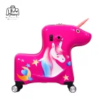 تصویر اختصاصی از نمای جلویی چمدان کودک اسکوتری unicorn در رنگ صورتی