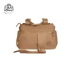 تصویر اختصاصی از نمای جلوی کیف زنانه دوشی همراه با بند بوبو کد ۱-۷۵۸ در رنگ شکلاتی