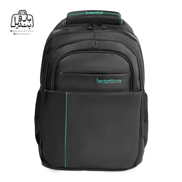 تصویر اختصاصی از نمای جلوی کوله‌پشتی بنتون کد ۱۷۸۵ در رنگ مشکی