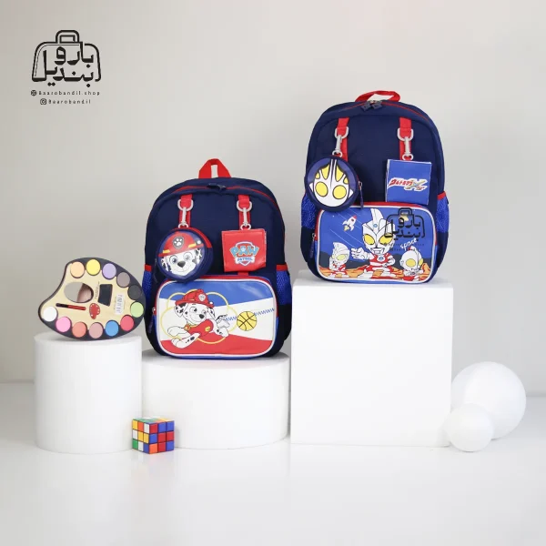 تصویر اختصاصی از نمای جلوی کوله‌ مهدکودکی pow patrol کد ۱۸۶۸ در رنگ سرمه‌ای قرمز