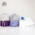 تصویر اختصاصی از نمای جلوی کوله پشتی مدرسه حاصل ۱-۱۵۱۶ در رنگ یاسی و بنفش