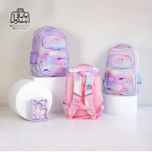 تصویر اختصاصی از نمای پشتی کوله پشتی مدرسه هونکا ۲۶۱۰۵ در رنگ صورتی یاسی آبی