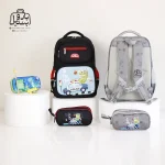 تصویر اختصاصی از نمای پشتی کوله پشتی مدرسه هونکا ۲۶۱۹ طرح دایناسور در رنگ مشکی طوسی