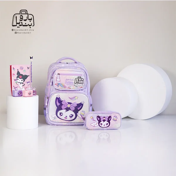 تصویر اختصاصی از نمای جلوی کوله پشتی مدرسه هونکا ۲۶۱۹ طرح کرومی در رنگ یاسی