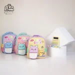 تصویر اختصاصی از نمای جلوی کوله پشتی مهد کودکی you cute کد ۳۴۱۸ در رنگ زرد یاسی صورتی یاسی