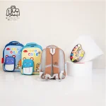 تصویر اختصاصی از نمای پشتی کوله پشتی مهد کودکی you cute کد ۳۴۱۸ در رنگ زرد آبی شکلاتی آبی