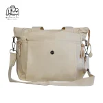 تصویر اختصاصی از نمای جلوی ساک بوبو کد ۹۰۷۰ همراه با بند در رنگ زرد کرهای