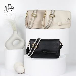 تصویر اختصاصی از نمای جلوی کیف دوشی زنانه موجیتو کد 88119 در رنگ مشکی سفید کرم