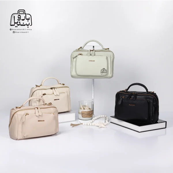 تصویر اختصاصی از نمای جلوی کیف دوشی زنانه موجیتو کد 88159 در رنگ سفید کرم سبز مشکی