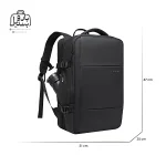 تصویر اختصاصی از نمای جلو و کناری کولهپشتی بنج کد ۱۹۰۸ در رنگ مشکی با سایزبندی