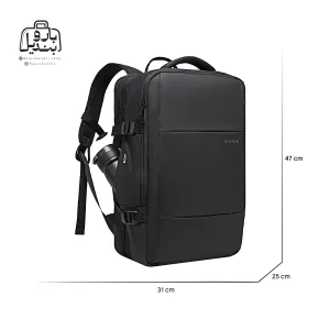 تصویر اختصاصی از نمای جلو و کناری کوله‌پشتی بنج کد ۱۹۰۸ در رنگ مشکی با سایزبندی