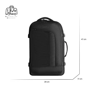 تصویر اختصاصی از نمای جلوی کوله‌پشتی بنج کد ۱۹۱۶ در رنگ مشکی همراه با سایزبندی