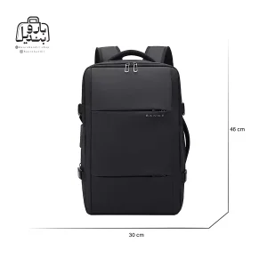 تصویر اختصاصی از نمای جلوی کوله‌پشتی بنج کد ۳۰۲۸ در رنگ مشکی همراه با سایزبندی