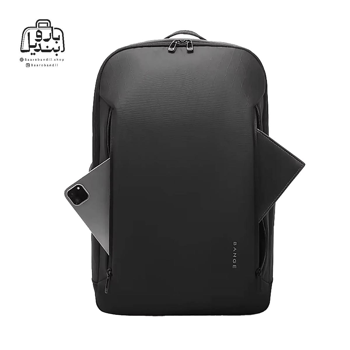 backpack-bange-3057-black-front-pocket کولهپشتی بنج Bange کد ۳۰۵۷ - Image 1