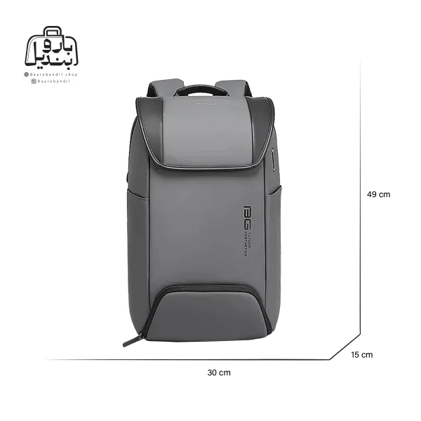 تصویر اختصاصی از نمای جلو کوله بنج کد ۷۲۷۶ در رنگ طوسی همراه با سایزبندی