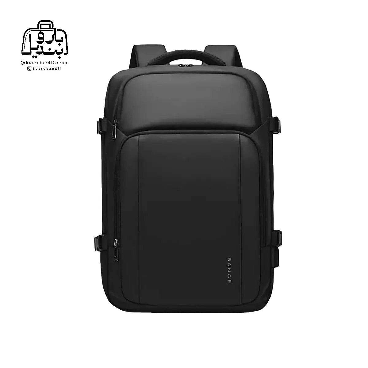 backpack-bange-7690-black-front تصویر اختصاصی از نمای جلوی کولهپشتی بنج کد ۷۶۹۰ در رنگ مشکی