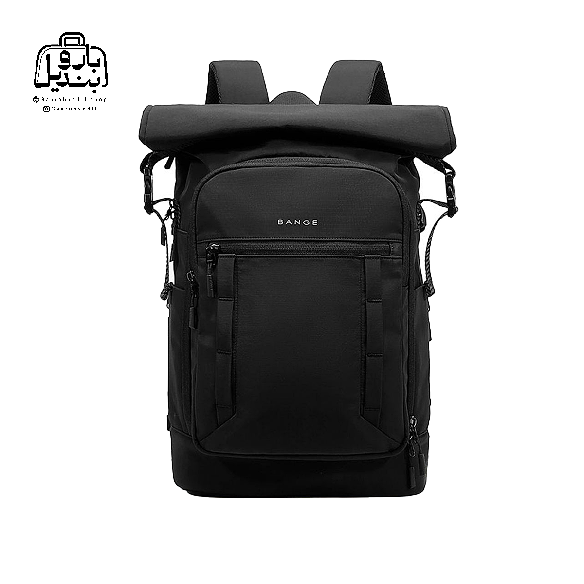 backpack-bange-8109-black-front تصویر اختصاصی از نمای جلوی کولهپشتی بنج کد ۸۱۰۹ در رنگ مشکی