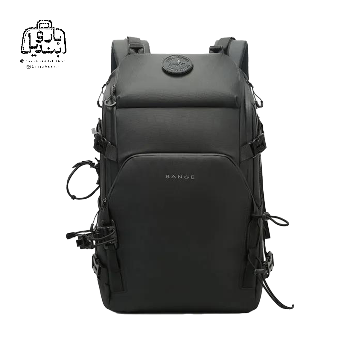 backpack-bange-fw230-black-front تصویر اختصاصی از نمای جلوی کولهپشتی بنج کد fw۲۳۰ در رنگ مشکی
