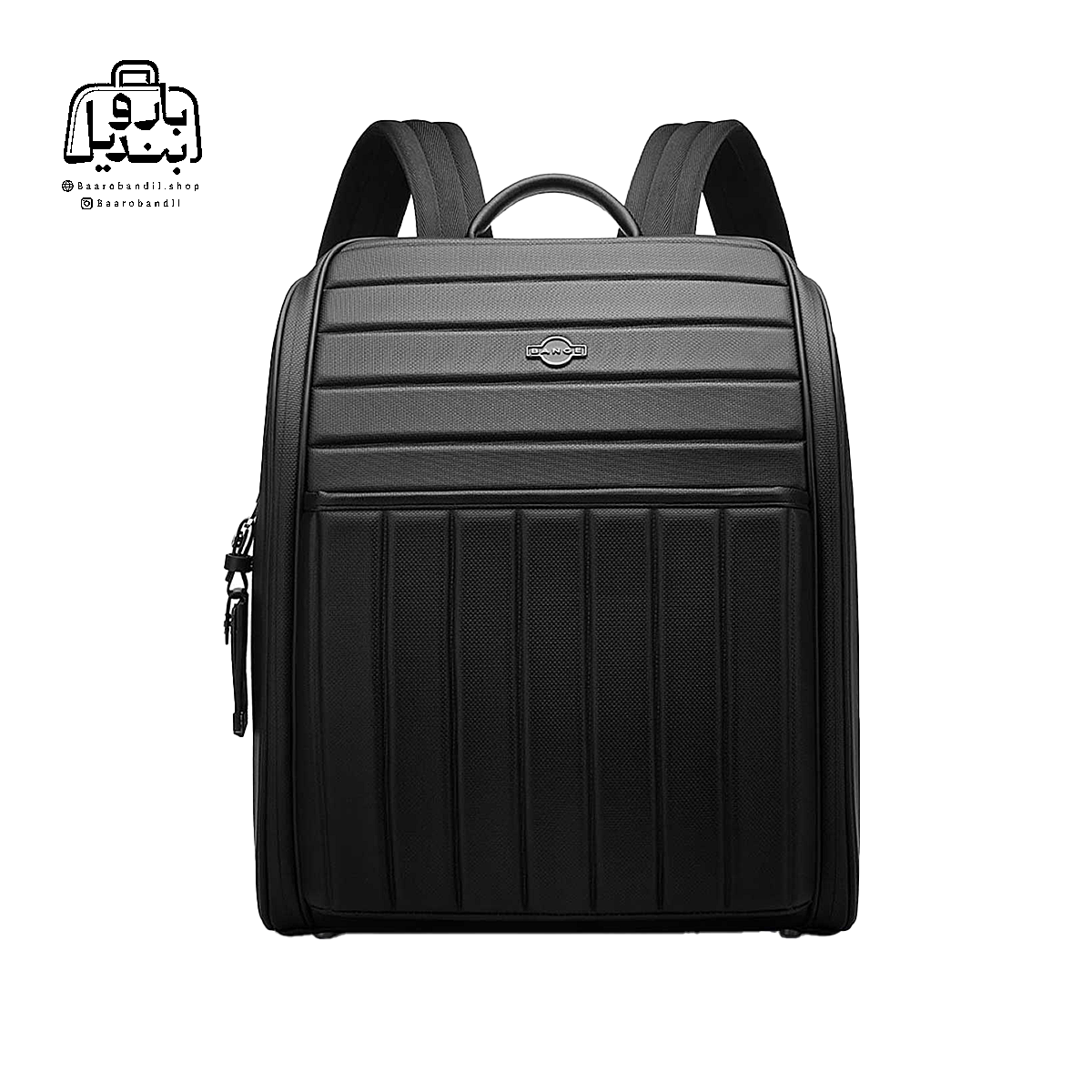 backpack-bange-ys001-black-front تصویر اختصاصی از نمای جلوی کولهپشتی بنج کد ys۰۰۱ در رنگ مشکی