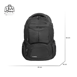 تصویر اختصاصی از نمای جلوی کوله‌پشتی بنلتون کد ۱۰۰ در رنگ مشکی همراه با سایزبندی