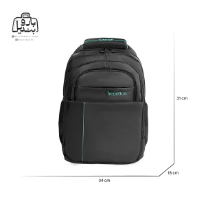 تصویر اختصاصی از نمای جلوی کوله‌پشتی بنتون کد ۱۷۸۵ در رنگ مشکی همراه با سایزبندی