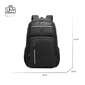 تصویر اختصاصی از نمای جلو کوله‌پشتی کاکا کد ۰۰۰۳ در رنگ مشکی همراه با سایزبندی