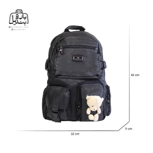 تصویر اختصاصی از نمای جلوی کوله‌پشتی اولد فرند کد d۲f۸۰۴ در رنگ مشکی همراه با سایزبندی