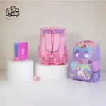 تصویر اختصاصی از نمای پشتی کوله‌پشتی مدرسه یونیکورن 1019 سایز بزرگ در رنگ صورتی و بنفش